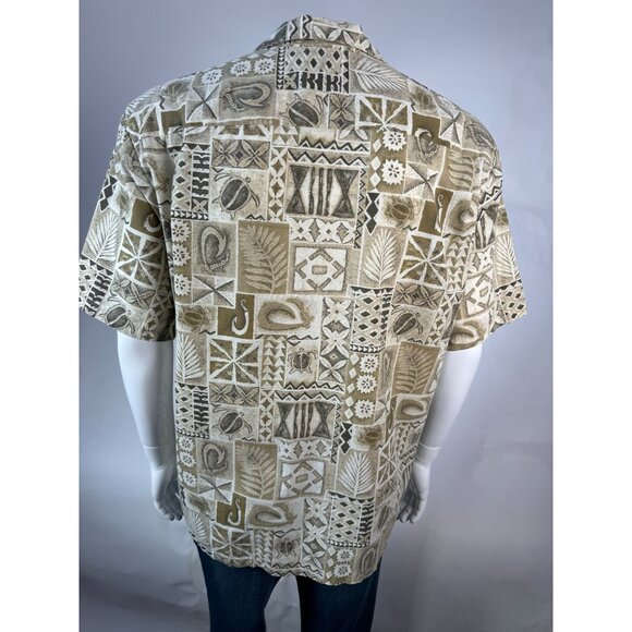Ho Aloha Made In Hawaii Mens Beige Hawaiian Shirt - Picture 8 of 16